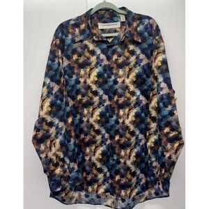 Vintage Jhane Barnes Shirt Mens Large Geometric Abstract 3D Made In Japan